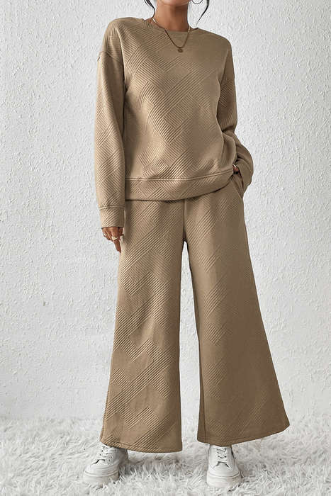 Pale Khaki Ultra Loose Textured 2pcs Slouchy Outfit