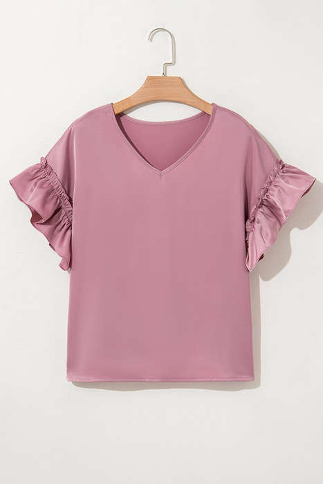 Toadstool Satin Ruffle Sleeve Top
