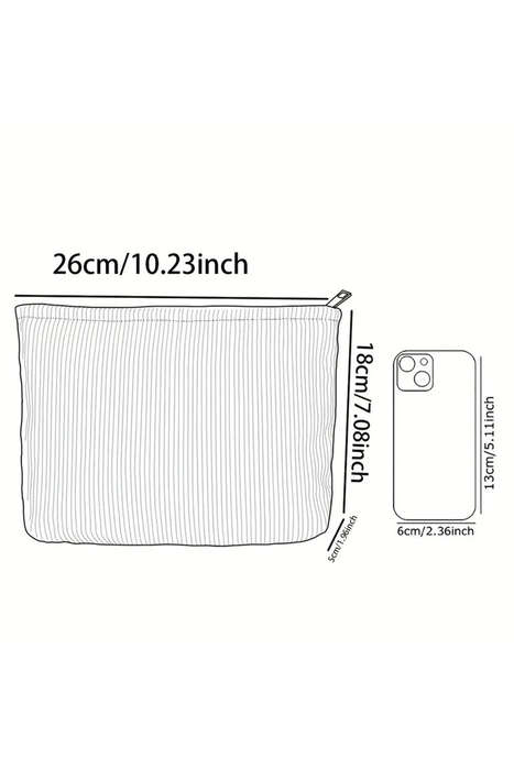 White Easter Bunny Print Corduroy Makeup Storage Bag