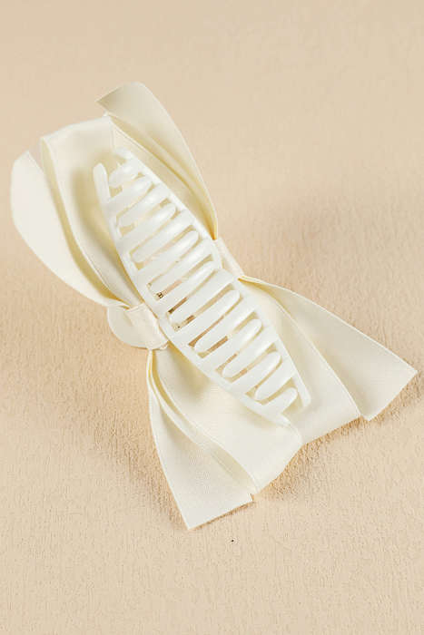 White Bow Decor Large Hair Claw Clip