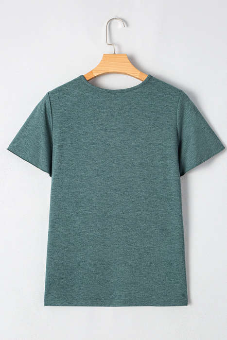 Mist Green Crisscross V Neck Butterfly Sleeve T Shirt