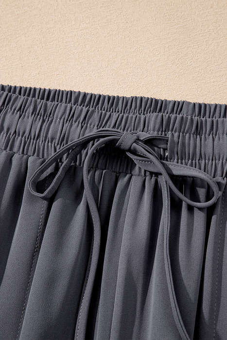 Gray Drawstring Elastic Waistband Pocketed Cropped Jogger Pants