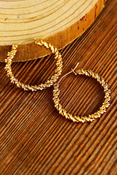 Gold Vintage Textured Hoop Earrings