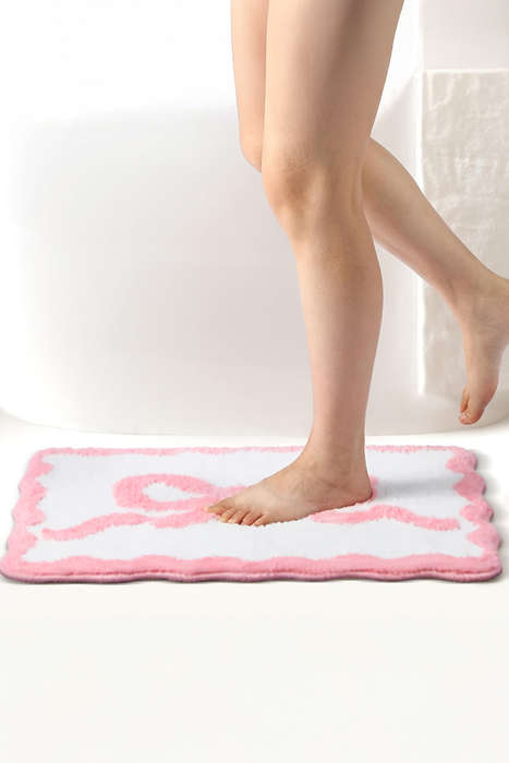 Pink Bow Knot Water Absorption Entrance Ground Mat