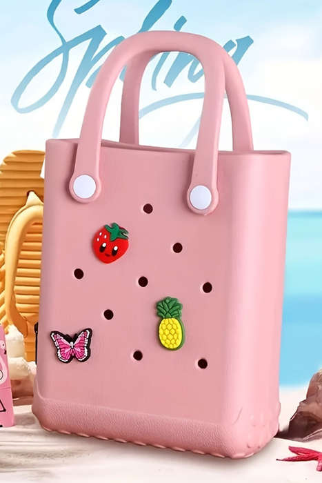 Apricot Pink Waterproof EVA Random Decorations Hollow Tote Bag
