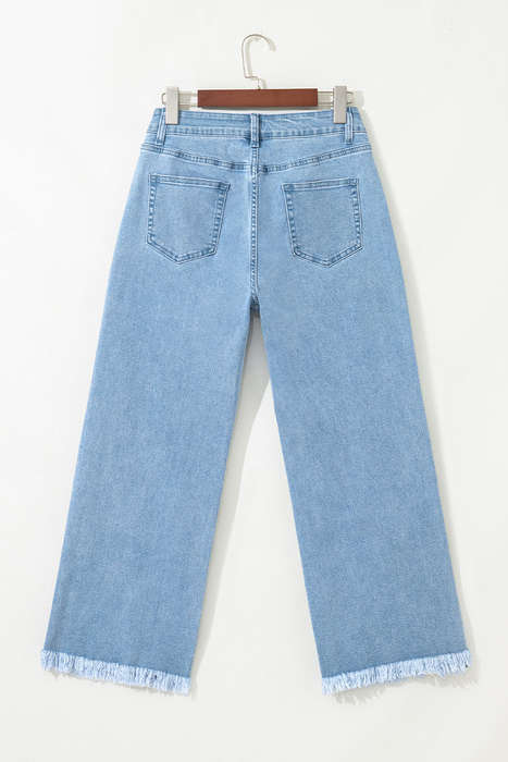 Myosotis Acid Washed High Rise Cropped Wide Leg Jeans