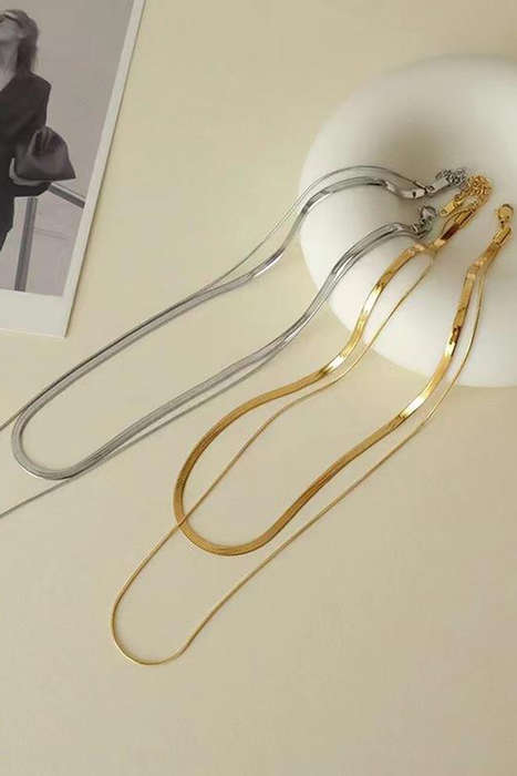 Gold Double Layer Clavicle Snake Chain Necklace
