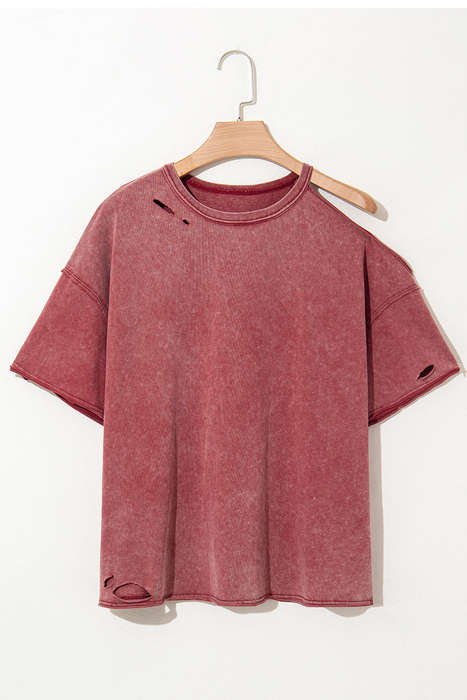 Clay One Shoulder Half Sleeve Oversized Tunic T Shirt