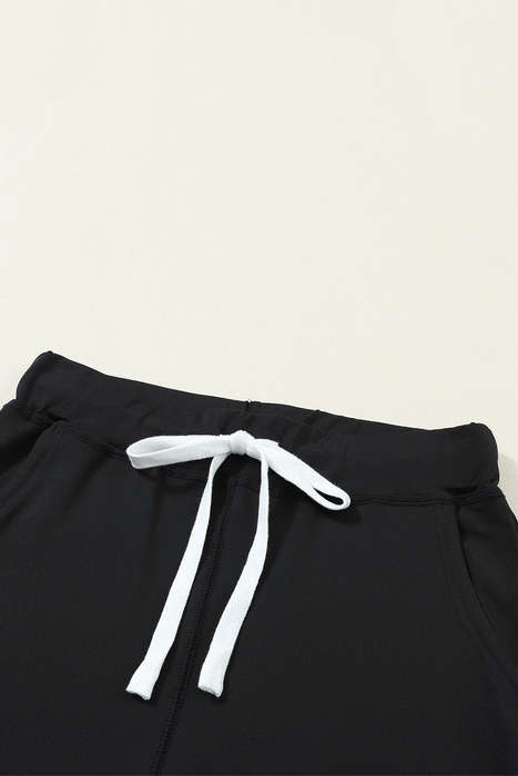 Black Drawstring Elastic Waistband Pocketed Joggers