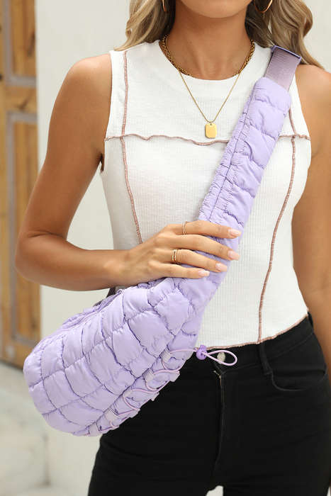 Wisteria Marshmallow Quilted Drawstring Decor Sling Bag