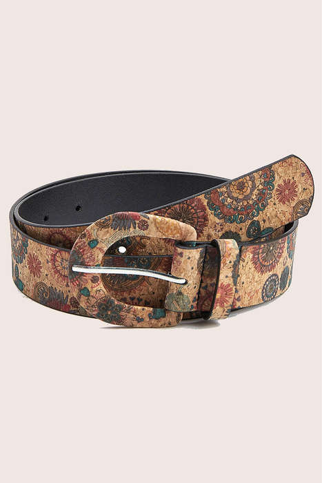 Cinnamon Western Vintage Floral Print PU Faux Leather Waist Belt