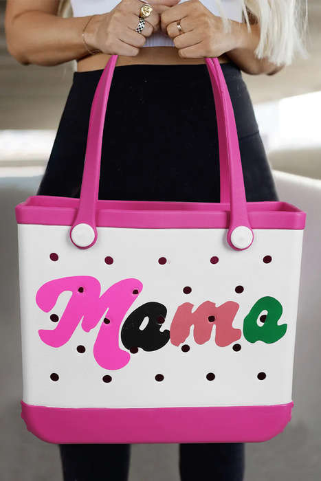 Rose Red mama Print Self-assembly Straps Hollowed EVA Beach Bag