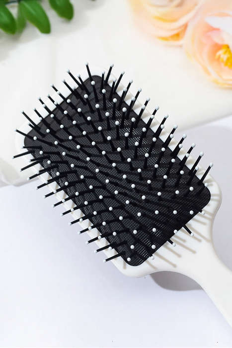 Pink Floral Bow Print Long Handle Air Cushion Comb