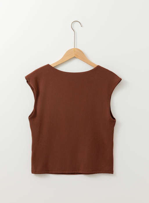 Coffee Solid Color U Neck Slim Fit Tank Top