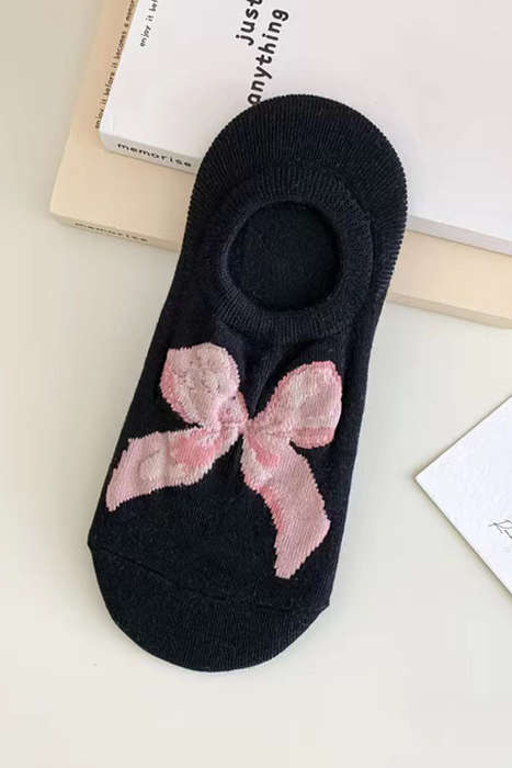 Black Bow Knot Soft No Show Socks