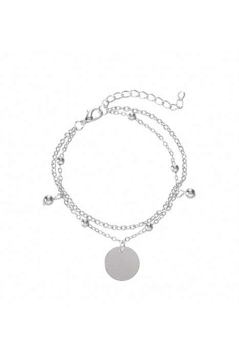 Multilayer Chain Disc Tassel Pendant Silvery Bracelet Set