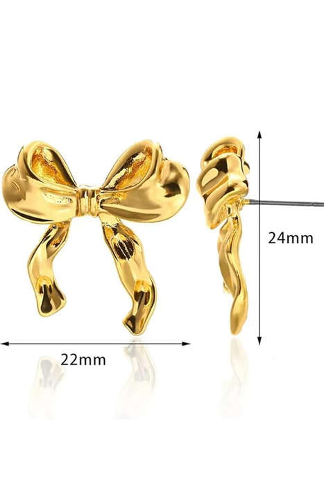 Gold Elegant Bow Design Plated Studded Earrings