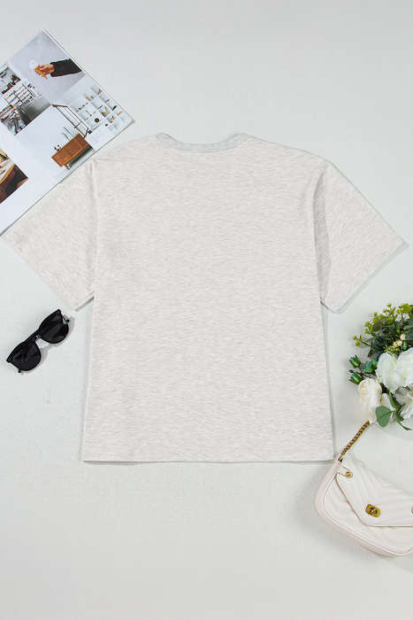 Light Grey Yee Haw Western Fashion Print Plus Size Tee