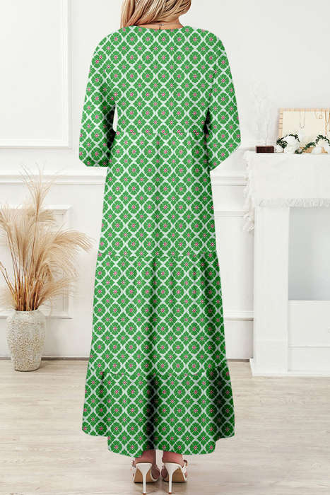 Multicolor Boho Printed Half Sleeve Maxi Dress