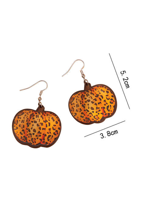 Orange Leopard Pumpkin Open Hook Earrings
