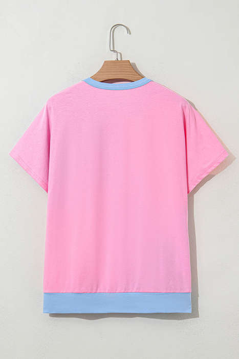 Myosotis Two Tone Half Buttons Collared T Shirt