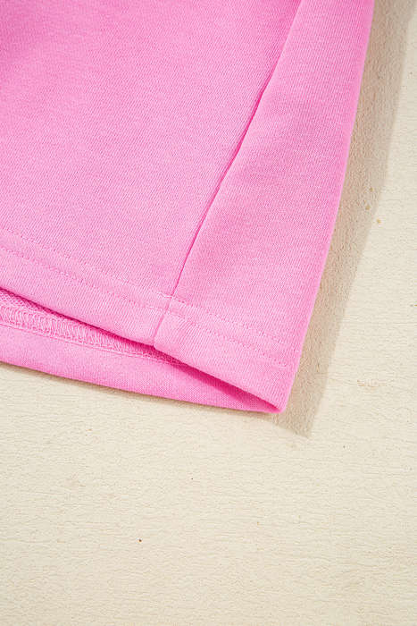 Pink Contrast Striped Collar Patchwork Puff Sleeve Ruffle Hem Mini Dress