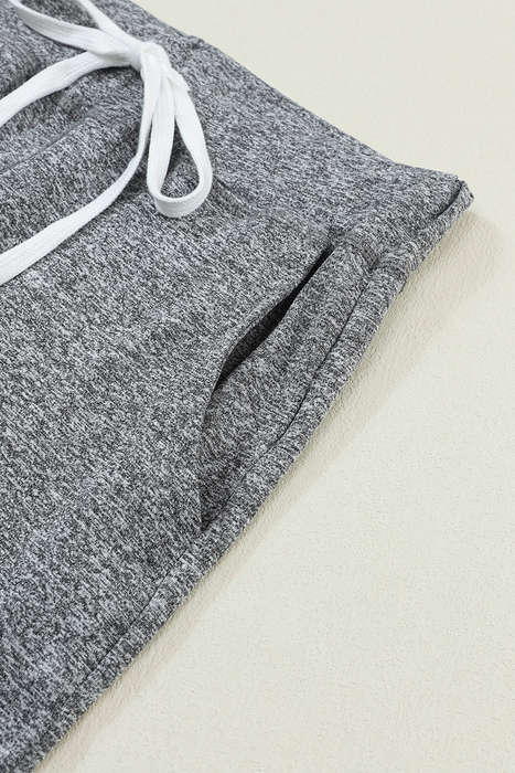 Gray Drawstring Elastic Waistband Pocketed Joggers