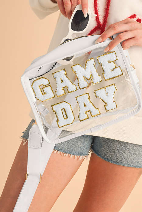 White GAME DAY Rugby Football Clear Shoulder Bag