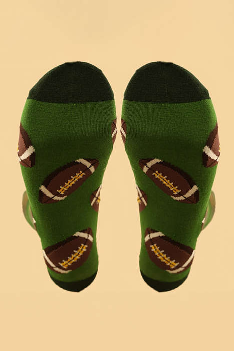 Blackish Green Rugby Football Print Mid-length Socks