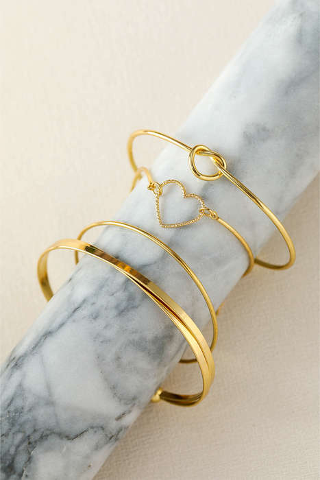 Gold Love Geometric Cross Plated Bracelet 4-piece Set