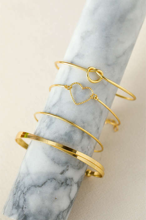 Gold Love Geometric Cross Plated Bracelet 4-piece Set