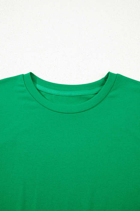 Bright Green Casual Plain Crew Neck Tee