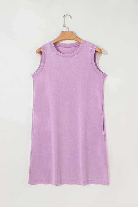 Phalaenopsis Mineral Wash Tank Mini Dress with Pockets
