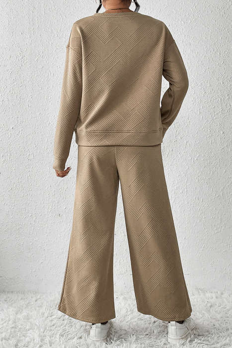 Pale Khaki Ultra Loose Textured 2pcs Slouchy Outfit