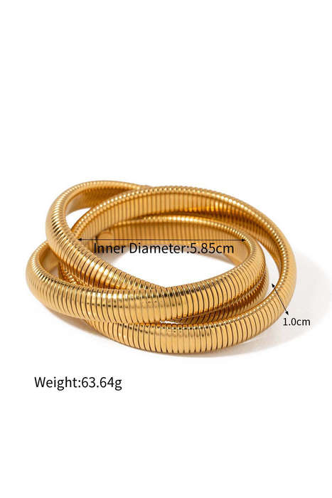 Gold 3 Layers Plated Chunky Alloy Bangle