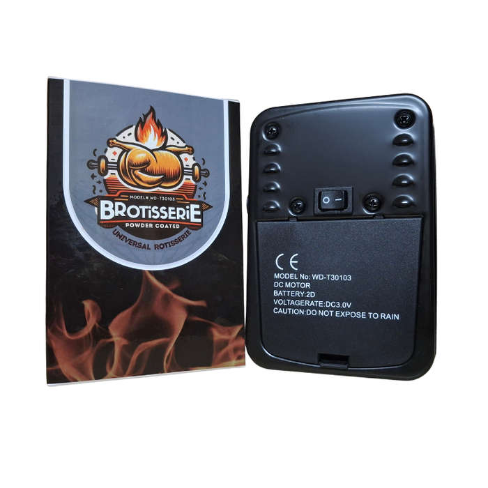 Brotisserie Powder Coated Rotisserie Motor  Heavy-Duty, Cordless & 3V Power Supply Compatible