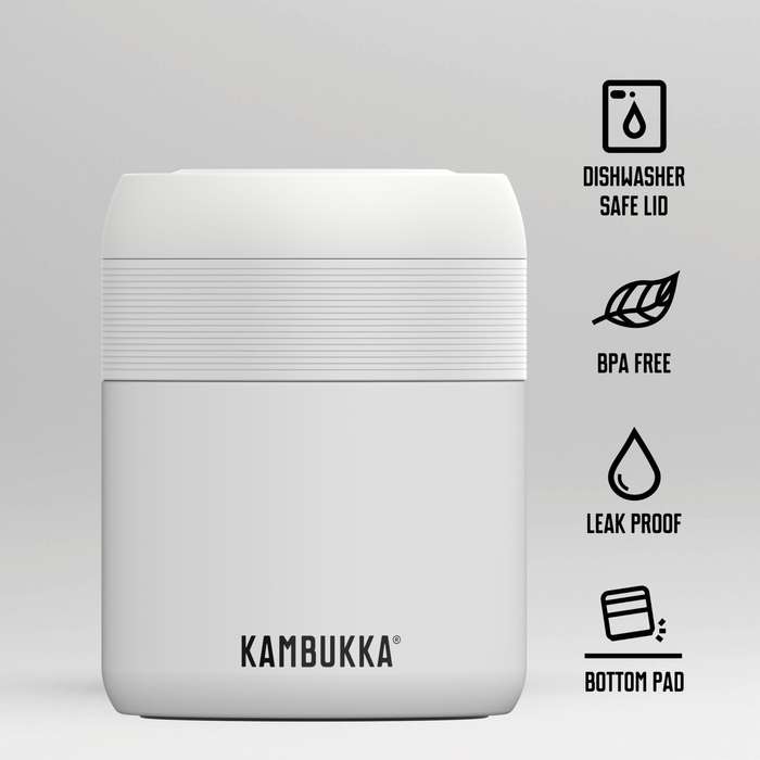 Kambukka Bora SS Double Wall Insulated Lunch Box Chalk White - 600 ml