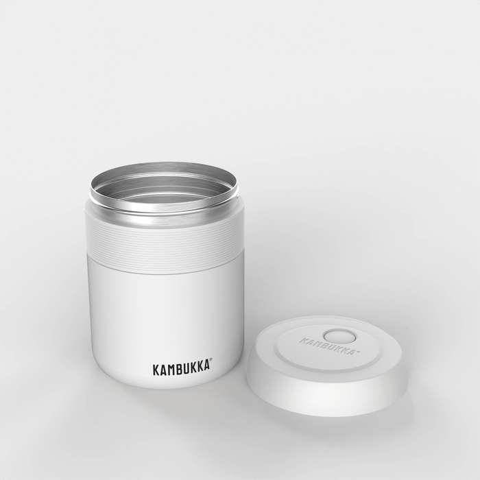 Kambukka Bora SS Double Wall Insulated Lunch Box Chalk White - 600 ml