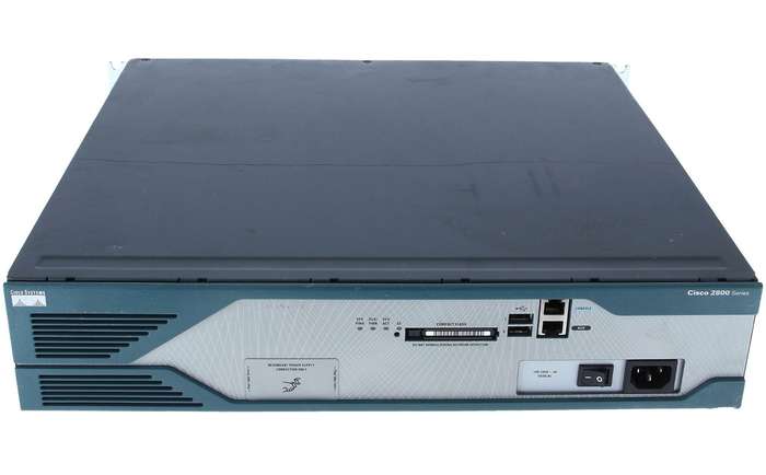 Cisco 2821 with AC power, 2GE, 1 NME-X, 1 EVM, 4 HWICs, 3 PVDM slots, 2 AIMs Router - Used