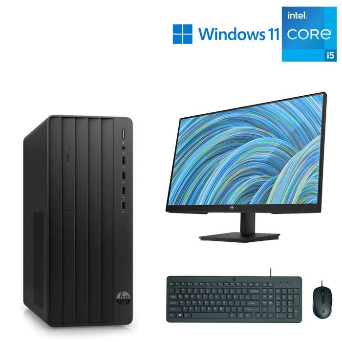 HP 290 G9 Tower Desktop Computer Bundle - i5 12400 - 8GB PC4 - 256GB SSD - Win11Pro - HP P22v G5 ...