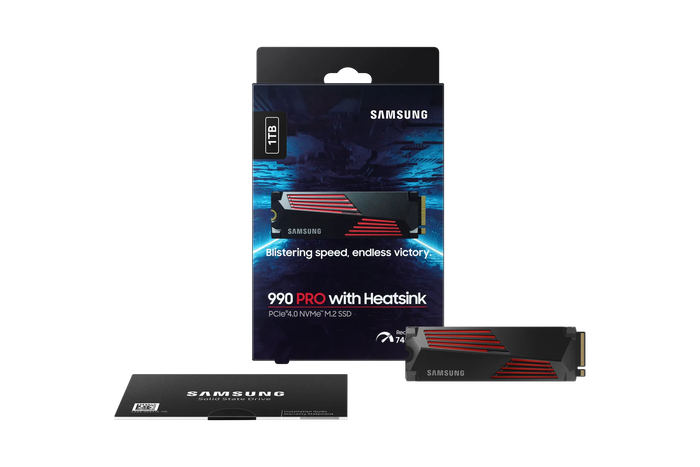 SAMSUNG MZ-V9P1T0CW 990 PRO 1 TB NVMe SSD W/Heatsink - Read Speed up to 7450 MB/s; Write Speed to...