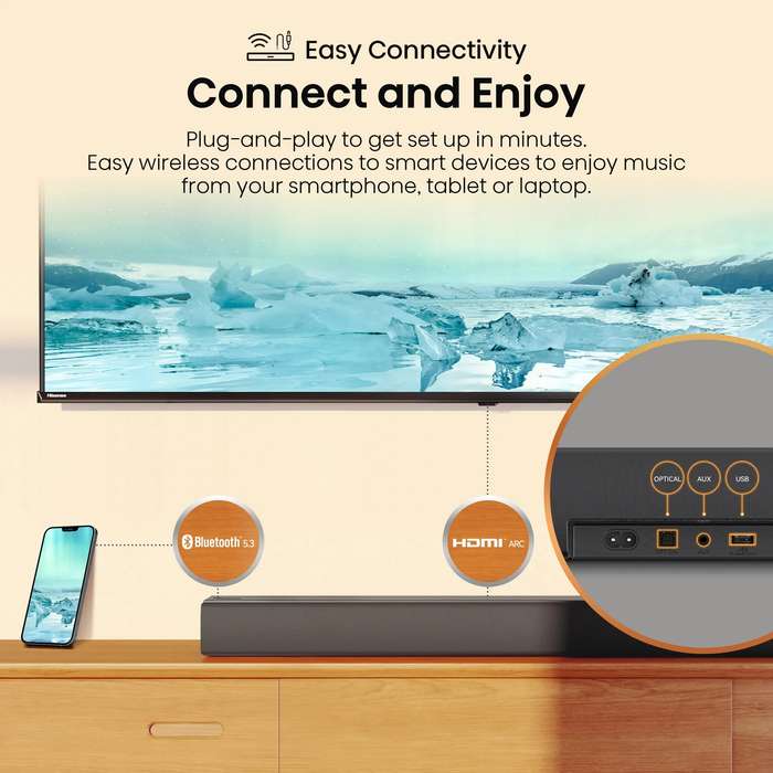 Hisense HS3100 3.1 Channel Soundbar 480W with Subwoofer