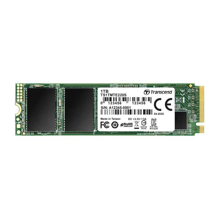 TRANSCEND 1TB MTE220S PCI-E GEN 3x4 NVMe M.2 2280 SSD 3D TLC with DRAM cache -3500 MB/s Read 3200...
