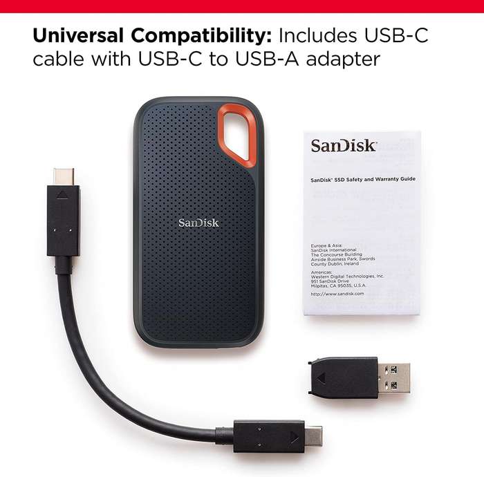 SanDisk 1TB Extreme Portable SSD USB C 1050 MBps Rugged IP65