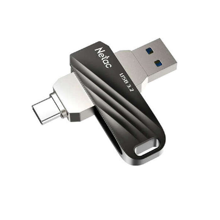 Netac NT03US11C-064G USB Flash Drive 64GB  USB 3.2 Gen 2, High-Speed, Black/Silver Metal Design