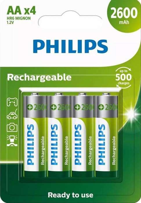 RECHARGEABLE BATTERY AA 4 PACK 2600MAH