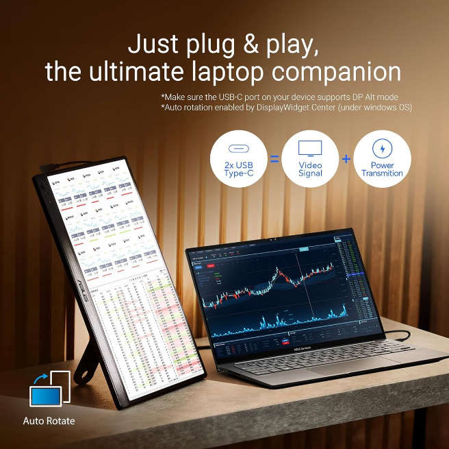 ASUS ZenScreen MB169CK Portable USB Monitor- 16 inch (15.6 inch viewable); Full HD; IPS; dual USB...
