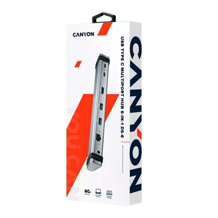 Canyon USB Type-C 6-in-1 Multiport Hub DS-6  HDMI, USB 3.0, PD, SD/TF, RJ45 Adapter