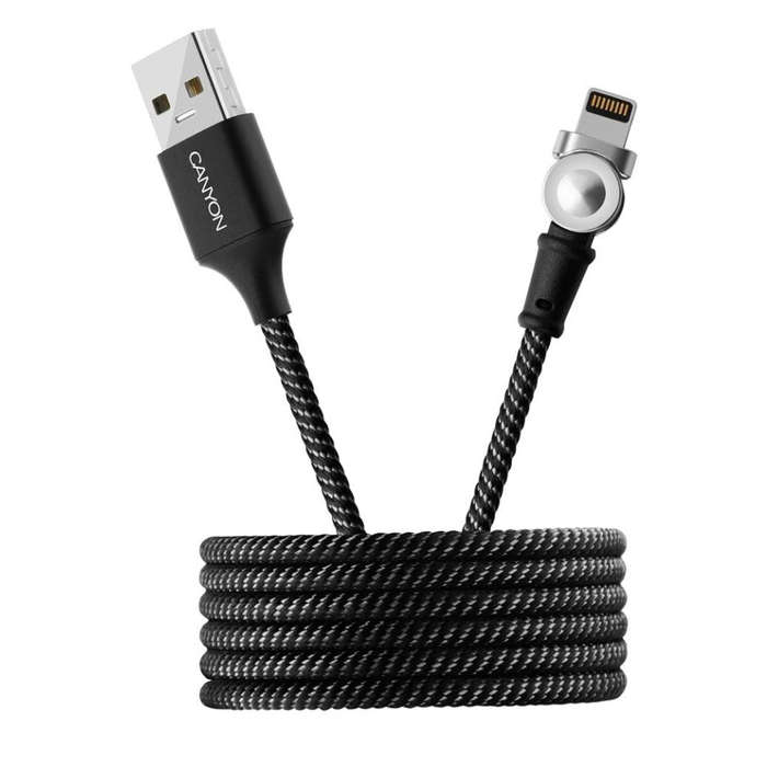 CANYON CNS-CFI8B Lightning Cable  1m Length, Fast Charging & Data Sync, MFi Compatible  Black