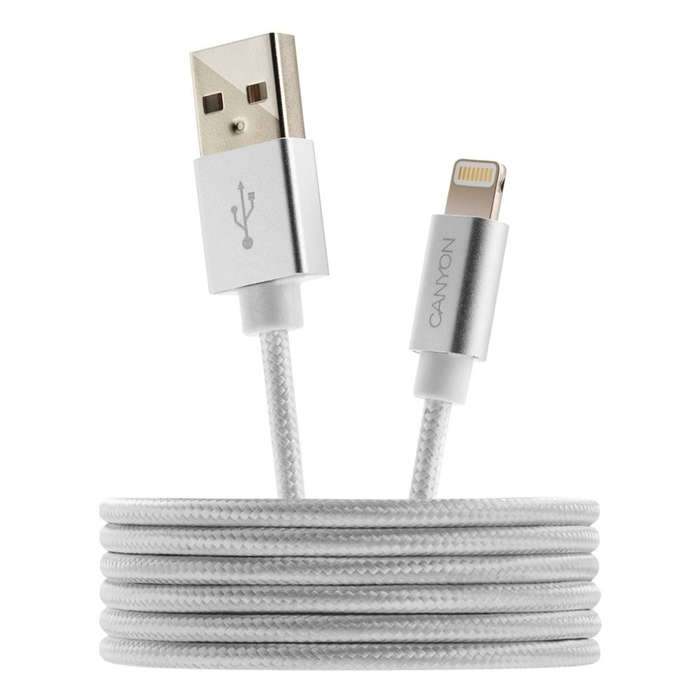 Canyon MFI-3 Type-A to Lightning Cable 1m  MFi Certified Fast Charging Cable (Pearl White)